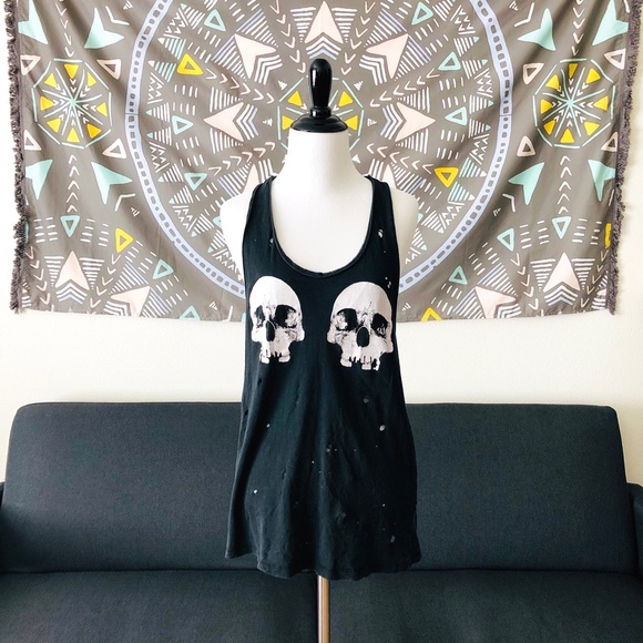 Forever 21 Tops - Distressed Skull Tank Top